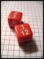 Dice : Dice - 6D - Math Dice - Fractions - Red with White Numerals